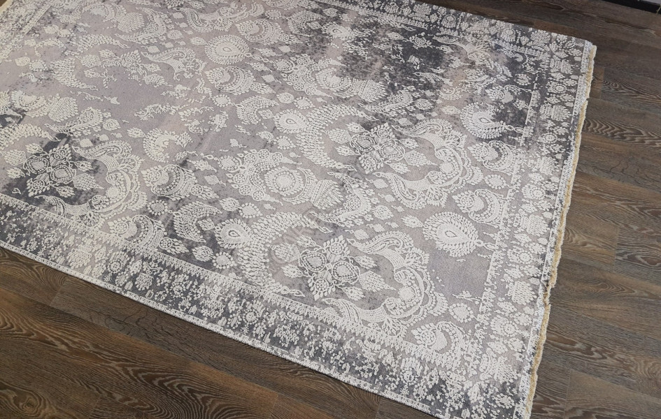 Безворсовый ковер лофт дизайн BANCO P1055 GREY-WHITE