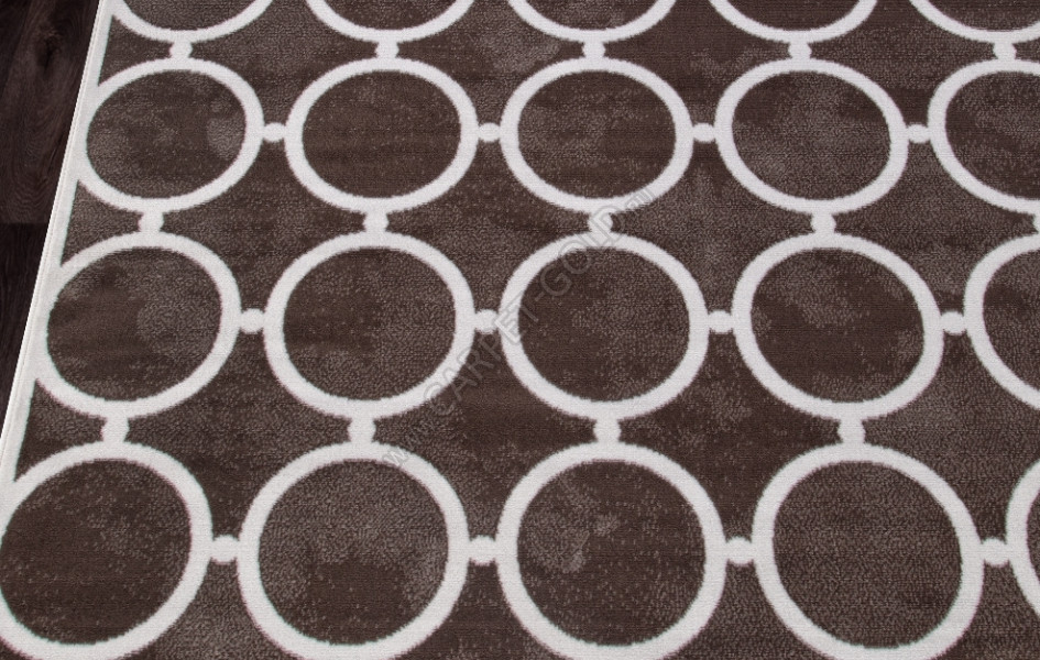 Ковер D713 - BROWN-CREAM 2 - Прямоугольник - коллекция SIERRA рисунок круги