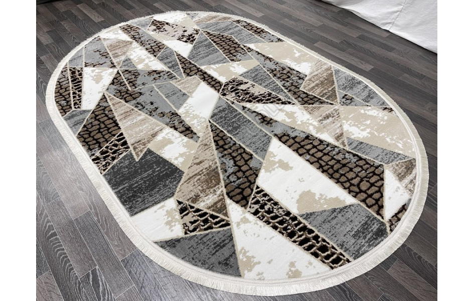 Турецкий ковер 40667C_KREM / KREM ОВАЛ