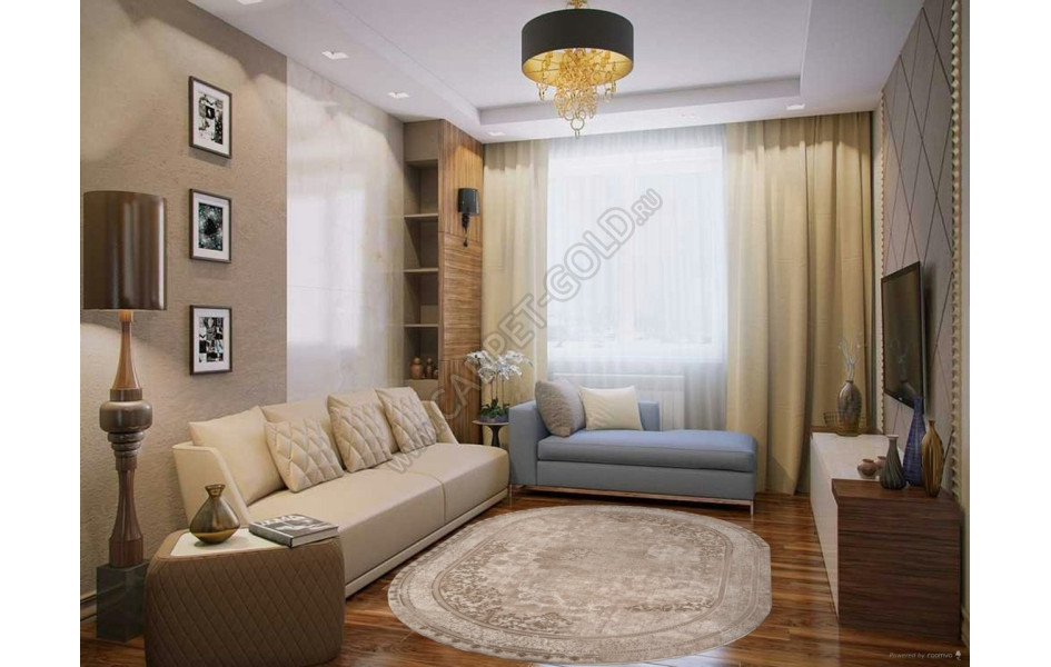 Ковер M030A - LIGHT BEIGE / CREAM - Овал - коллекция SIESTA