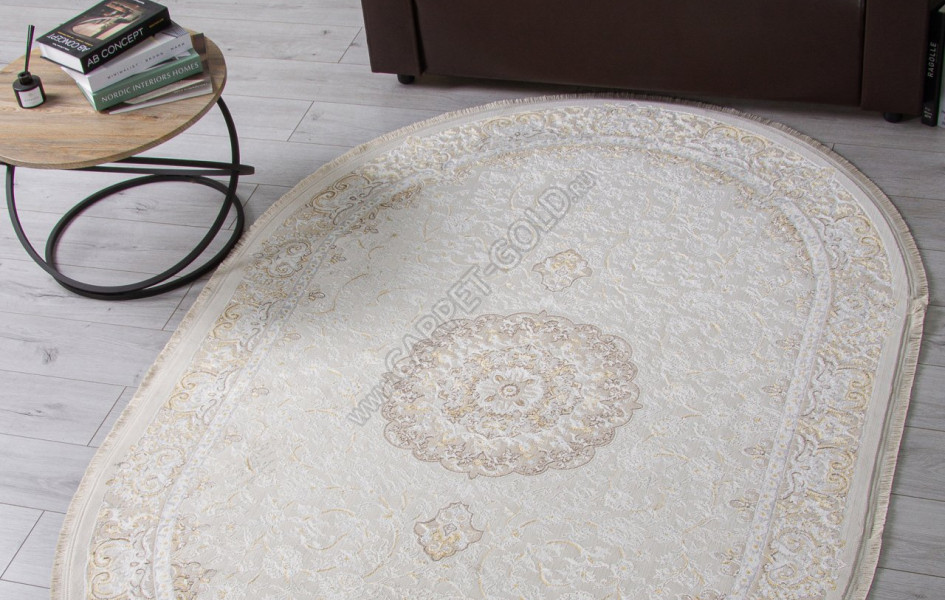 Ковер M107A - CREAM / CREAM - Овал - коллекция ZARINA